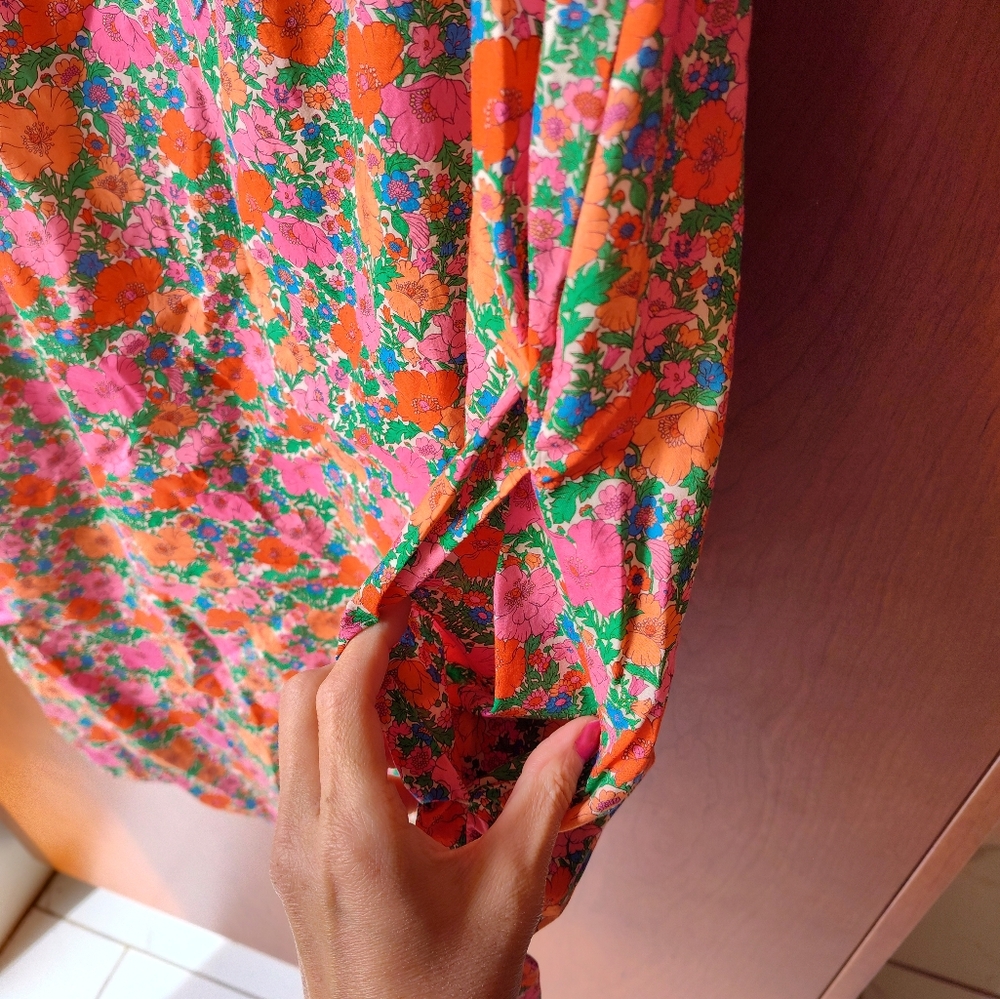 J. Crew Pink and Orange Floral Short-Sleeve Shift Dress - Picture 4 of 6